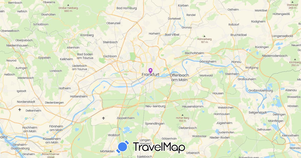 TravelMap itinerary: train in Germany (Europe)